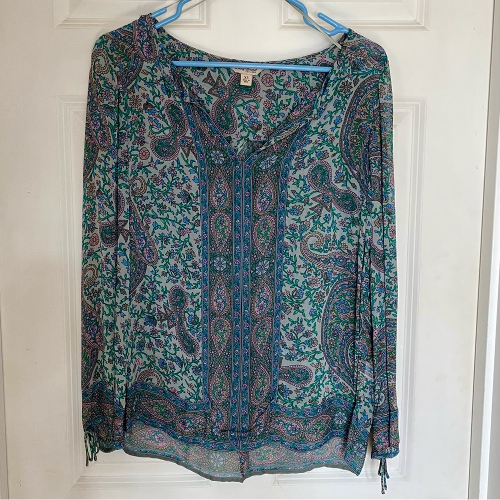 Lucky Brand Sheer Top Paisley